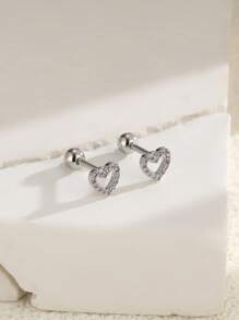 Hoa tai đính đá Cubic Zirconia hình trái tim rỗng thời trang dễ thương cho phụ nữ ngày lễ tình nhân - Nhiều màu - Xem 4