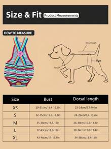 1件可调节条纹宠物生理裤，可重复使用和水洗 - 彩色 - 查看 2