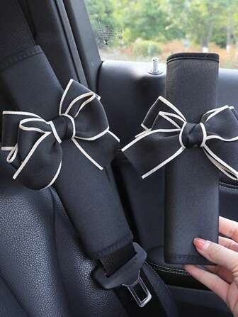 2개 활 장식 차량 안전 벨트 커버, 차량 액세서리 여성용