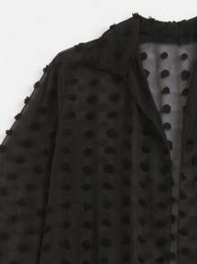 圓點薄透罩衫套裝 - 黑色 - 查看 5