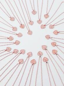 1 PC Thời Trang Chữ Đồ Họa Dây Chuyền Trái Tim Cho Nữ Trang Trí Hàng Ngày - Hoa hồng vàng - Xem 2