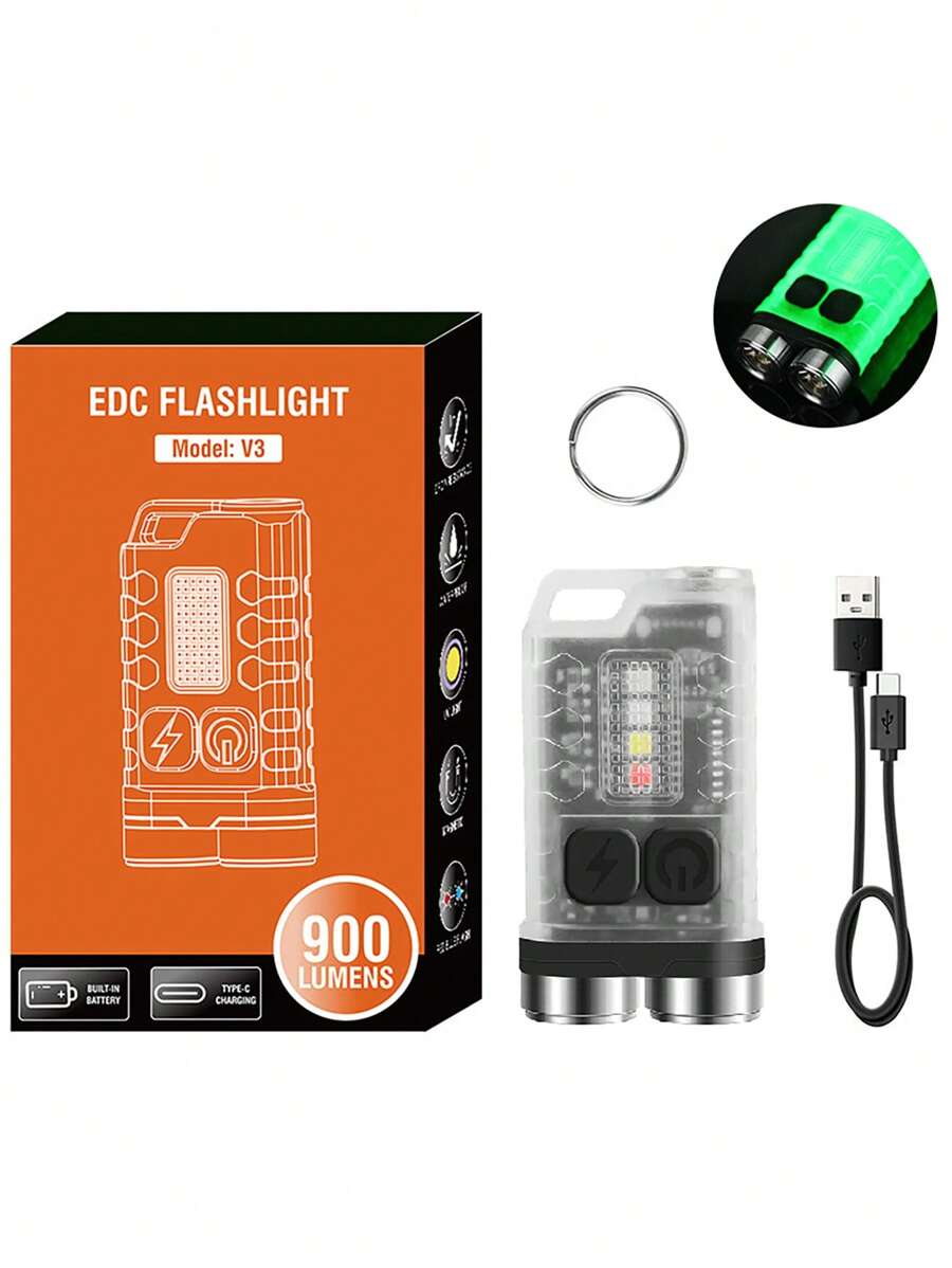 1pc Aluminum Alloy Flashlight, Modernist Letter Detail Portable Torch For Outdoor - White - View 1