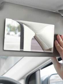 1入組便攜車化妝鏡-汽車遮陽高清化妝品鏡子-通用汽車裝飾用品帶不銹鋼車用後照鏡 - 白色 - 查看 1