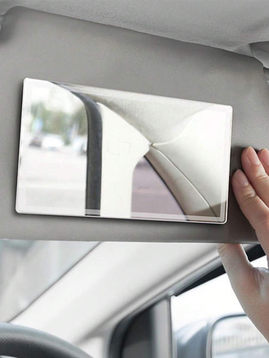 1入組便攜車化妝鏡-汽車遮陽高清化妝品鏡子-通用汽車裝飾用品帶不銹鋼車用後照鏡 - 白色 - 查看 1