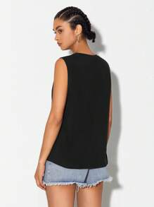 Ali Gulec Skull & Floral Print Tank Top - Black - View 4