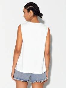 Nymthsdraws 卡通圖案背心上衣 - 白色 - 查看 3