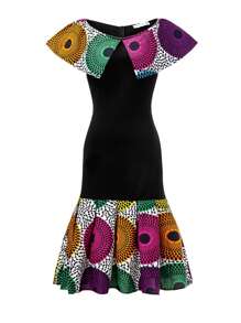African Ankara Print Ruffle Hem Dress