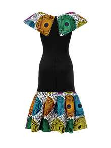 African Ankara Print Ruffle Hem Dress