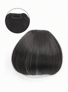 Short Straight Synthetic Hair Bangs - Black - View 5