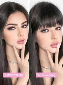 Short Straight Synthetic Hair Bangs - Black - View 6