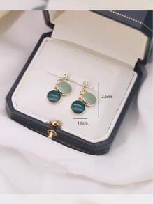 1pair Fashion Color Block Round Dangle Earrings For Women For Daily Decoration - Multicolor - View 3