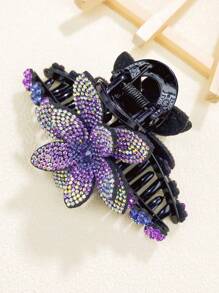 1 件女士优雅水钻花髻制作器，大号发夹，适合休闲、派对、全年礼物 - 紫羅蘭色 - 查看 2