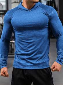 Men Solid Sports Sweatshirt Gym Men Clothesblue Long Sleeve Mengym Long Sleeve Toplong Sleeve Gym Topmen Gym Shirts - Blue - View 1