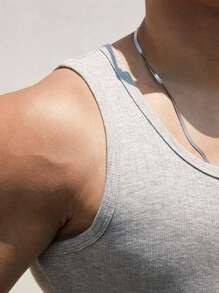 Manfinity Fitness Camiseta de tirantes de unicolor de estilo de novio para hombre, sencilla para deportes de verano, para la escuela - Gris - Ver 3