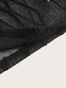 SHEIN Sweetina Contrast Mesh Tube Top - Black - View 6