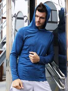 Men Solid Sports Sweatshirt Gym Men Clothesblue Long Sleeve Mengym Long Sleeve Toplong Sleeve Gym Topmen Gym Shirts - Blue - View 3