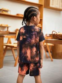 SHEIN 小男童紮染T恤和短褲 - 彩色 - 查看 2