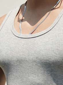 Manfinity Fitness Camiseta de tirantes de unicolor de estilo de novio para hombre, sencilla para deportes de verano, para la escuela - Gris - Ver 5