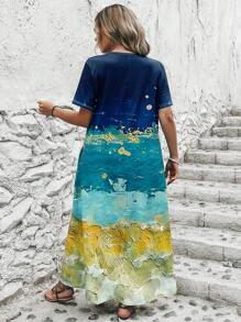 EMERY ROSE Vestido con estampado de dibujo con bolsillo oculto