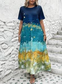 EMERY ROSE Vestido con estampado de dibujo con bolsillo oculto