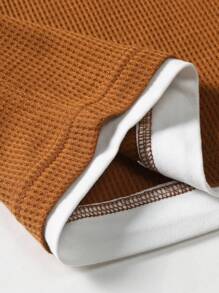 Manfinity Homme Hombres Camiseta 2 en 1 ribete en contraste - Naranja - Ver 5