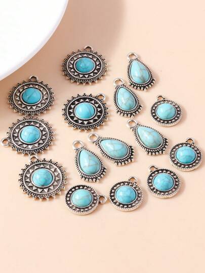 15 piezas/set creativo con diseño de turquesa colgante de redondo para mujeres para decoración diaria