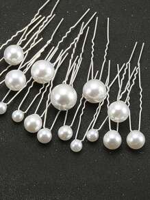 18 cái Trang trí ngọc trai giả cho nữ Pin cài tóc thanh lịch cho tiệc cưới - Bạc - Xem 4