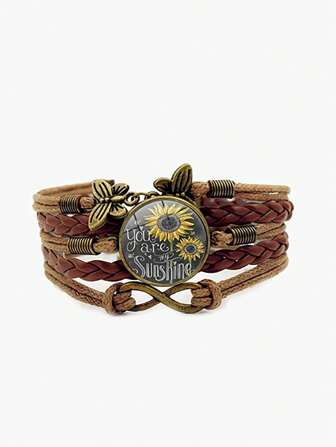 suteyi 1pc Sunflower Layered String Bracelet For Women, Ideal Gift For Wife, Daughter, Mom On Birthday, Mother's Day Valentines,Mom,Mother,Mother's Day,Gift