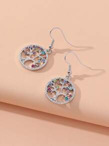 1 Phong Cách Âu Mỹ Thời Trang Rỗng Ra Sóc Cây Với Kim Cương Giả Bông Tai Giọt Như Nữ Phụ Kiện Du Lịch - Nhiều màu - Xem 1