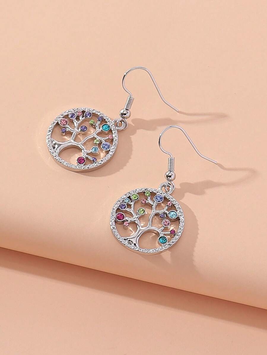 1 Phong Cách Âu Mỹ Thời Trang Rỗng Ra Sóc Cây Với Kim Cương Giả Bông Tai Giọt Như Nữ Phụ Kiện Du Lịch - Nhiều màu - Xem 1