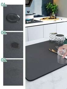 1 tấm thảm cà phê - Thảm quầy pha cà phê cho mặt bàn | Phụ kiện quầy pha cà phê phù hợp với máy pha cà phê Espresso | Thảm lau bát đĩa thấm hút có mặt sau bằng cao su cho mặt bàn bếp, Phụ kiện pha cà phê Đồ dùng học tập Trở lại trường - Màu xám đen - Xem 5