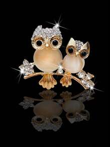 1入組水鑽裝飾貓頭鷹設計鋁合金汽車出風口裝飾夾 - 金色 - 查看 2