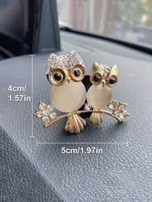 1入組水鑽裝飾貓頭鷹設計鋁合金汽車出風口裝飾夾 - 金色 - 查看 4