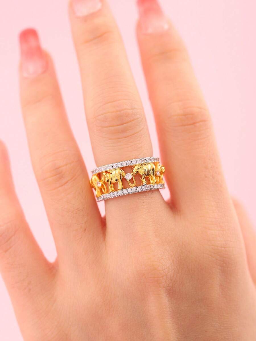 1 nhẫn trang trí hình voi thời trang dành cho nữ để trang trí hàng ngày - Nhiều màu - Xem 1