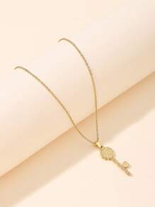 1 Vòng Cổ Mặt Dây Chuyền Chìa Khóa Bằng Thép Không Gỉ Thời Trang Cho Phụ Nữ Để Trang Trí Hàng Ngày - Vàng - Xem 1