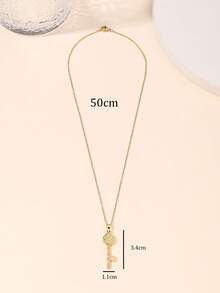 1 Vòng Cổ Mặt Dây Chuyền Chìa Khóa Bằng Thép Không Gỉ Thời Trang Cho Phụ Nữ Để Trang Trí Hàng Ngày - Vàng - Xem 3