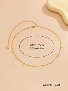 2入組/套帶方晶鋯石和流蘇女式身體鏈配件沙灘風格銅鏈 - 金色 - 查看 2