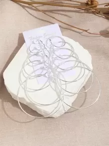 6pairs Exaggerated Statement Metal Hoop Earrings Set