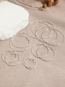 6pairs Exaggerated Statement Metal Hoop Earrings Set