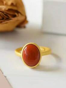 1pc Mother's Day Luxury Palace Style Red Stone Ring Gift For Mom - Multicolor - View 1