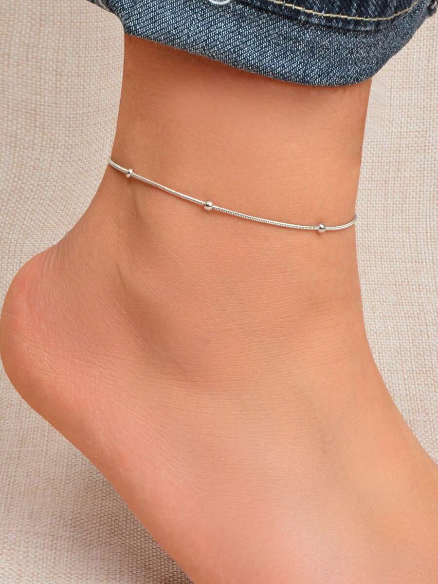 1 vòng chân trang trí chuỗi hạt thời trang cho phụ nữ để trang trí hàng ngày - Bạc - Xem 1