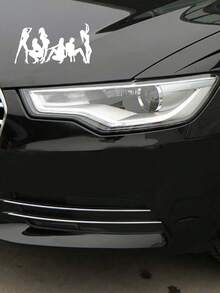 1pc Figure Graphic Plastic Car Sticker - White - View 2