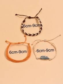 3 Cái/bộ Vòng Chân Bện Hình Lá Hợp Kim Đi Biển Phong Cách Bohemian Cho Nữ - Nhiều màu - Xem 3