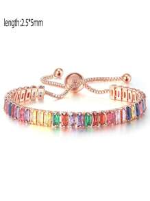 1入組時尚方晶鋯石裝飾手環適合女士日常裝飾 - 彩色 - 查看 3