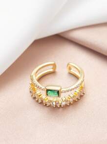 1 chiếc nhẫn Cubic Zirconia hai lớp, đa chức năng tối giản - Nhiều màu - Xem 2