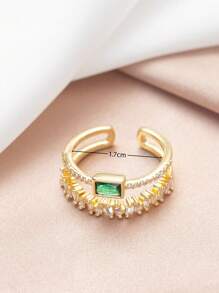 1 chiếc nhẫn Cubic Zirconia hai lớp, đa chức năng tối giản - Nhiều màu - Xem 4
