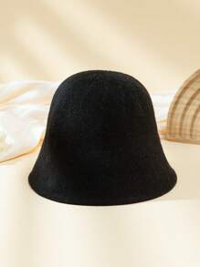 1入組女士素色休閒漁夫帽適用於日常 - 黑色 - 查看 3