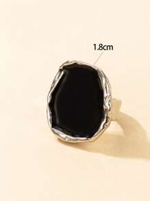 imoli 1pc Creative Minimalist Alloy Asymmetrical Ellipse Ring With Oil Drop Design For Women - Silver - View 6