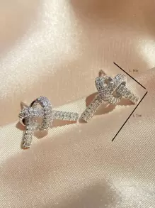 rakol Thiết Kế Thắt Nút Đính Đá Cubic Zirconia Trang Trí Bông Tai Nữ Dành Cho Nữ Dự Tiệc Tiệc Cưới - Bạc - Xem 7