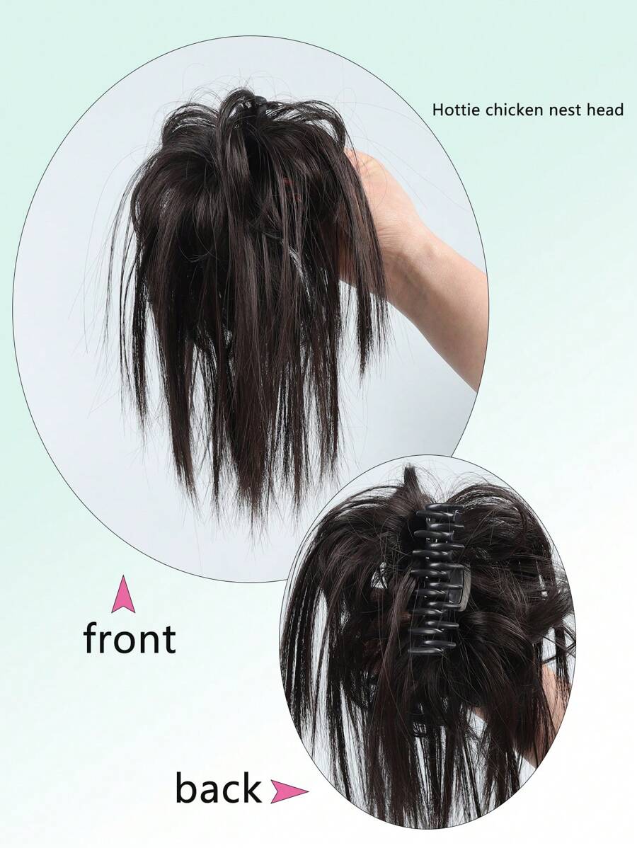 Tóc Ngắn Xoăn Tổng Hợp Búi - màu đen - Xem 1